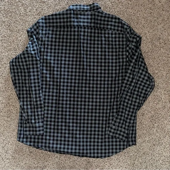 Lacoste Shirt Mens 46 Gray Check Modern Fit Long Sleeve Button Down Gray Black - Picture 2 of 9